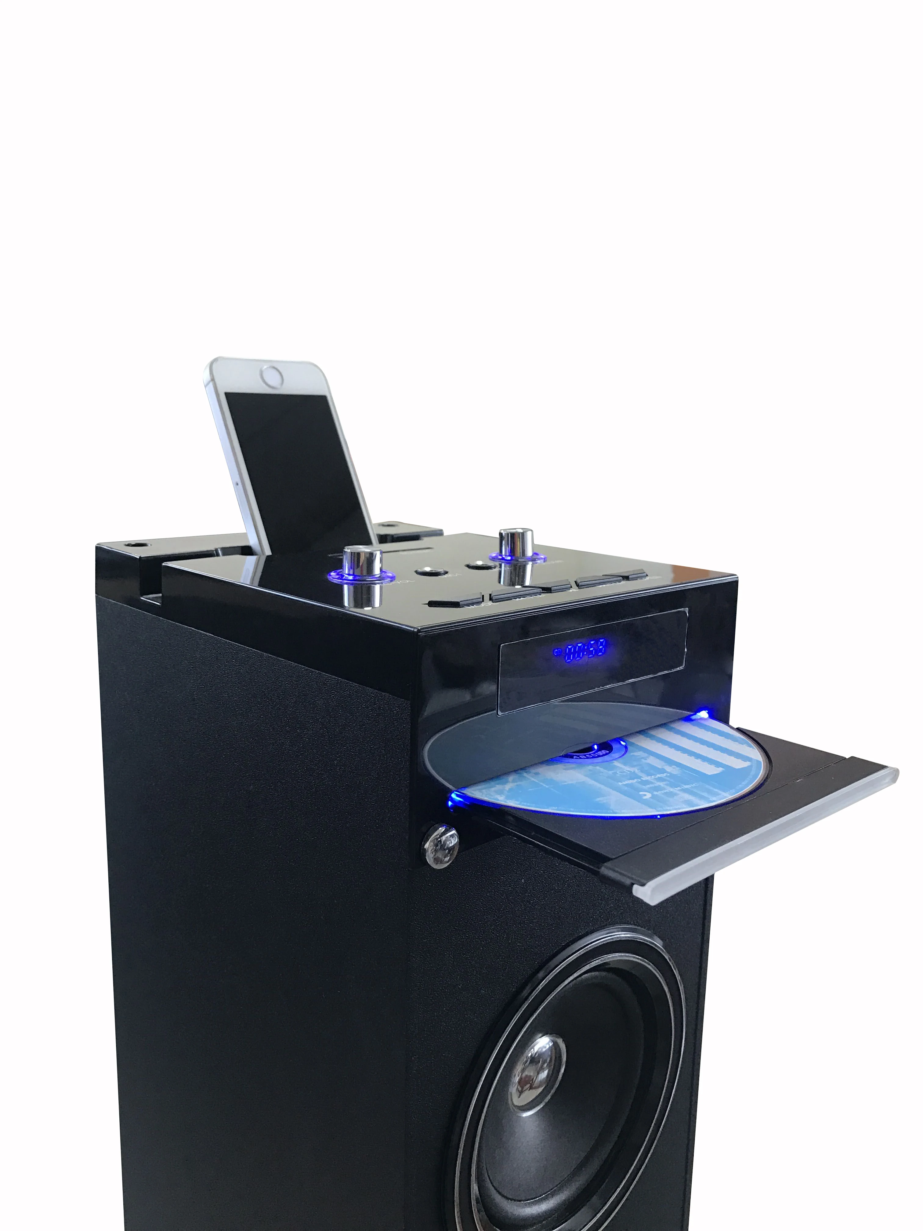 30W karaoke wireless tower CD boombox with Microphone function