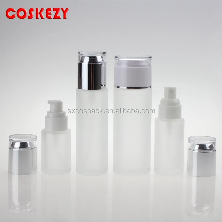 China factory frosted glass skin care packaging, 40ml glass spray pump bottles