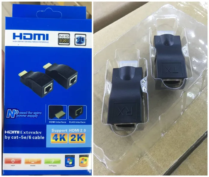 4K 3D HDMI extender 30 meters over cat 5e/6 rj45 ethernet