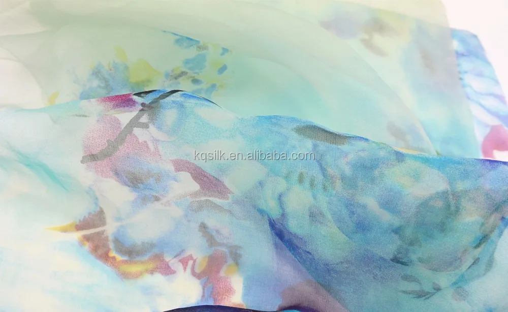 
nature romantic transparent big floral daisy print pure silk organza 