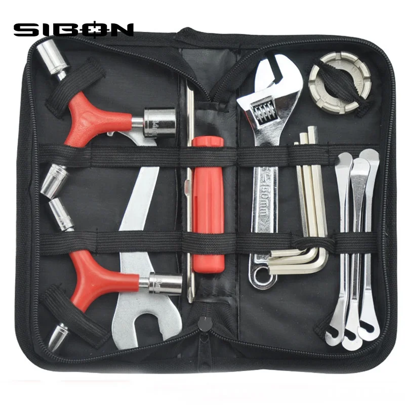 SIBON B0810113 multi usage adult made in China 13pcs bike tool kit with textile bag package