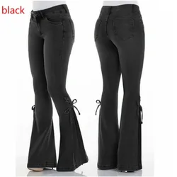 Wholesale Wash Slimming Micro Flared Jeans Loose Women Trousers