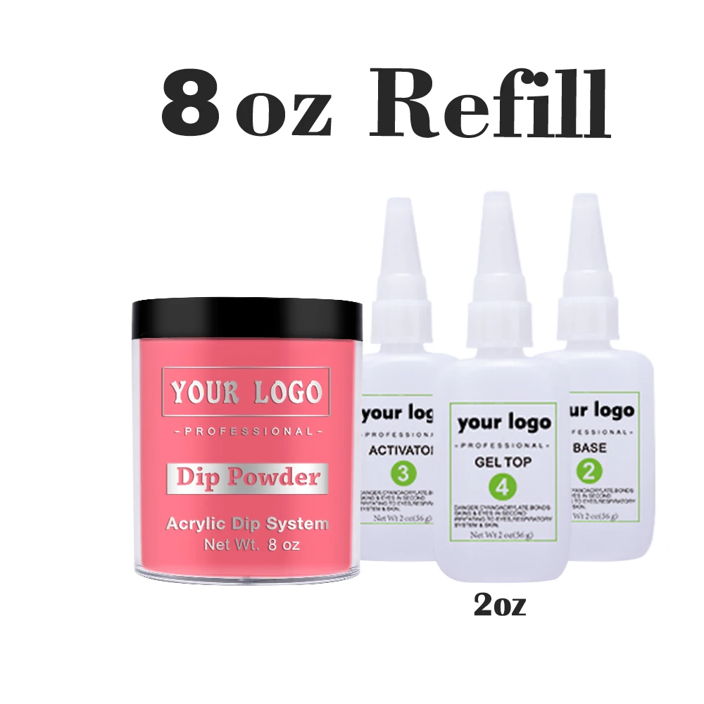 8 OZ Dipping Powder Refill and 2oz Nail Glue Liquid Acrylic for Nail Dipping System