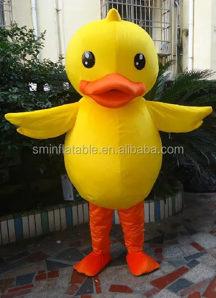 Желтая утка движущийся костюм талисман меховой рекламный мультяшный костюм для ношения