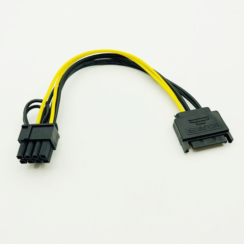  Один SATA 15pin к 8pin(6 + 2) Powr адаптер кабель 20 см PCI-E питания 15-pin до 8 pin для BTC Майнер добычи полезных