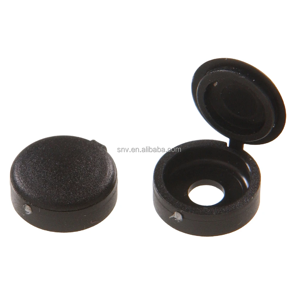 Decorative Black Snap-On Plastic Screw Cap Cover