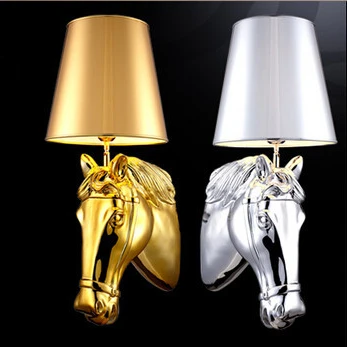 Designer Indoor Resin Sconce Modern Horse Head Wall Lamp For Living Room