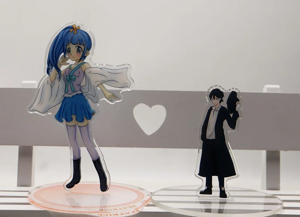 Custom laser cut printed logo anime figure acrylic keychain display stand