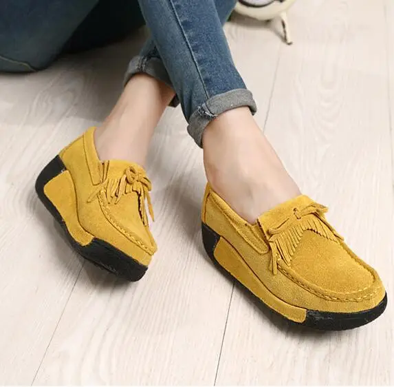 UP-0159D Fashion Suede Leather Thick Sole Shoes Casual Platform Shoes Sneaker for Women