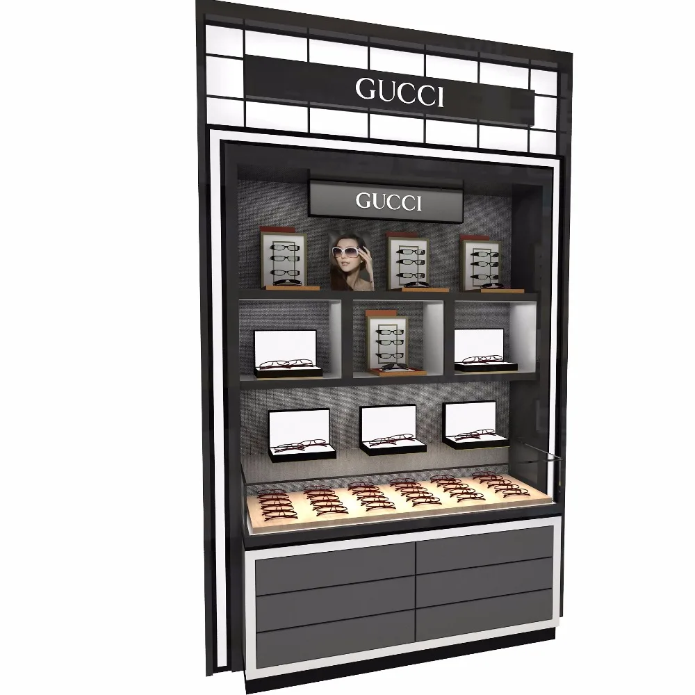 Professional Commercial Wall Mounted Lockable Showcase Retail Modern Glass Ideas Optical Shop Names Display Cabinets