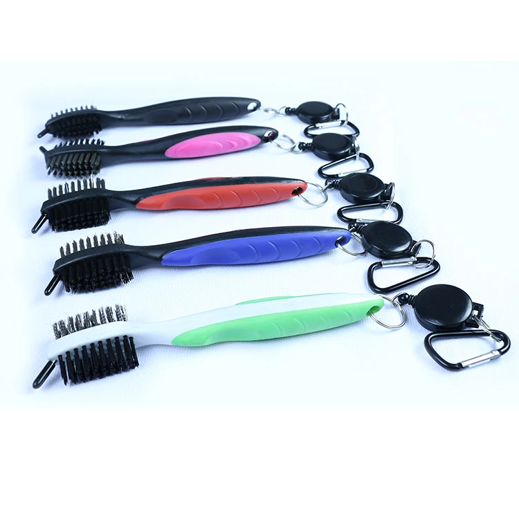 Deluxe golf brush with Groover& 2 FT RETRACTOR