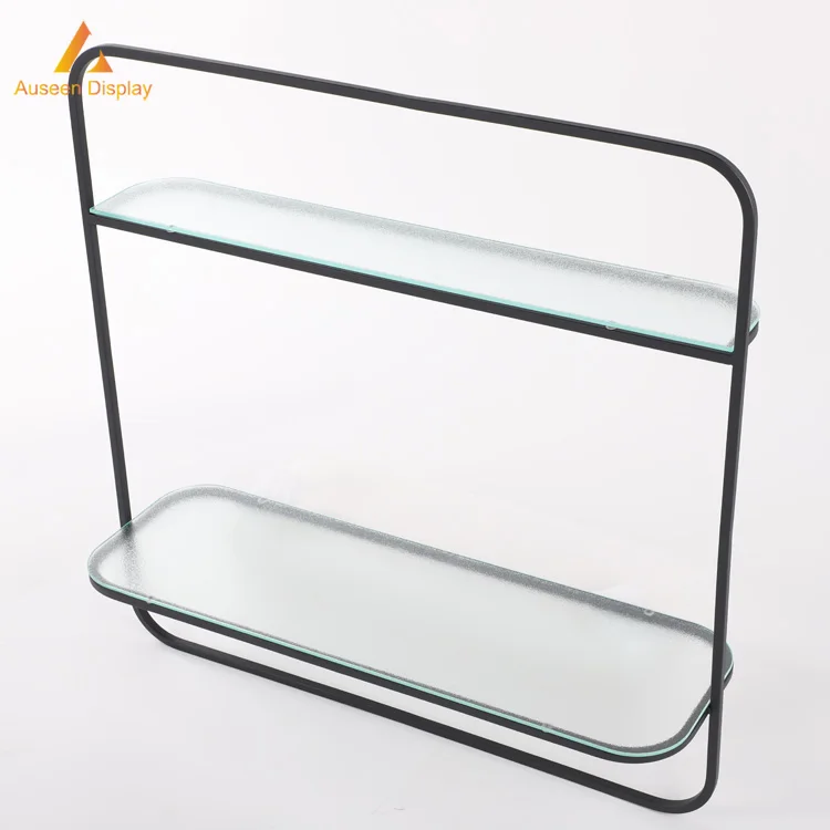 
Metal frame glass living room furniture decorative shelf for wall display and decorate 