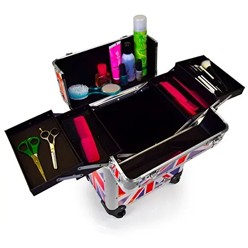 Aluminium Pro Mobile Trolley Cosmetics Hairdresser Beautician Makeup Manicure Vanity Trolley Case with locks for makeup artist