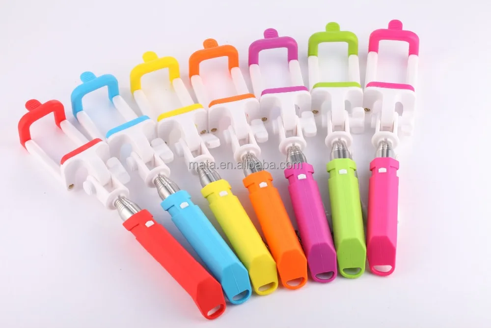 Оптовая продажа мини портативный красочные радуга Selfie палка