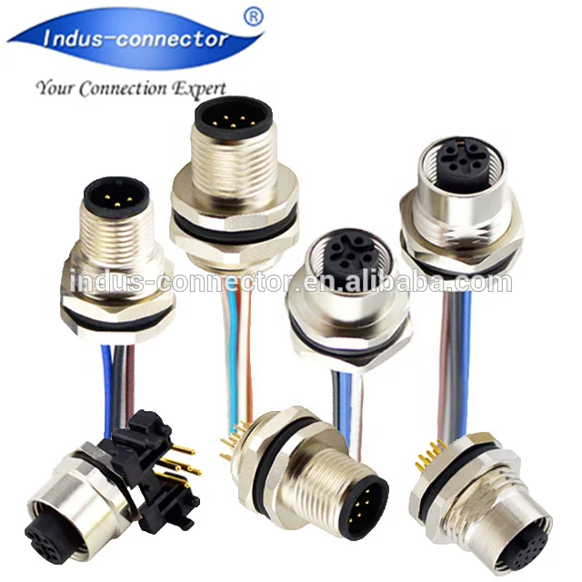 IP68 3pin 4pin 5pin 8pin 12-пен M12 нержавеющая сталь 316L разъем 90 градусов разъем монтажа на печатной плате