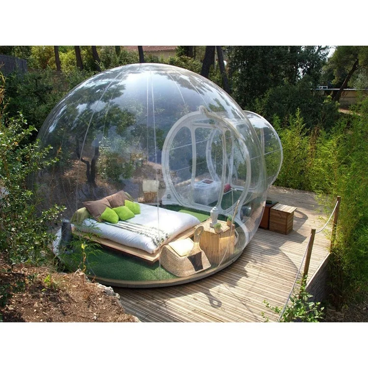Blue Springs Inflatable Clear Hotel Tent , Clear Inflatable Bubble Lodge Tent