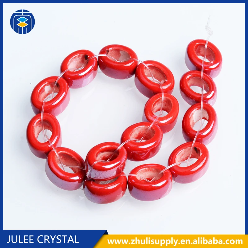 
Wholesale Oval Large Hole Glazed Porcelain Beads 