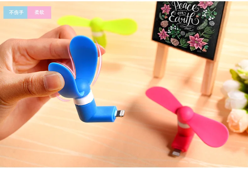 New arrival Summer Hot 2 in 1 Mini USB Fan Portable Fan for Mobile Phone Computer Power bank Air Cooling Fan with iPhone Plug