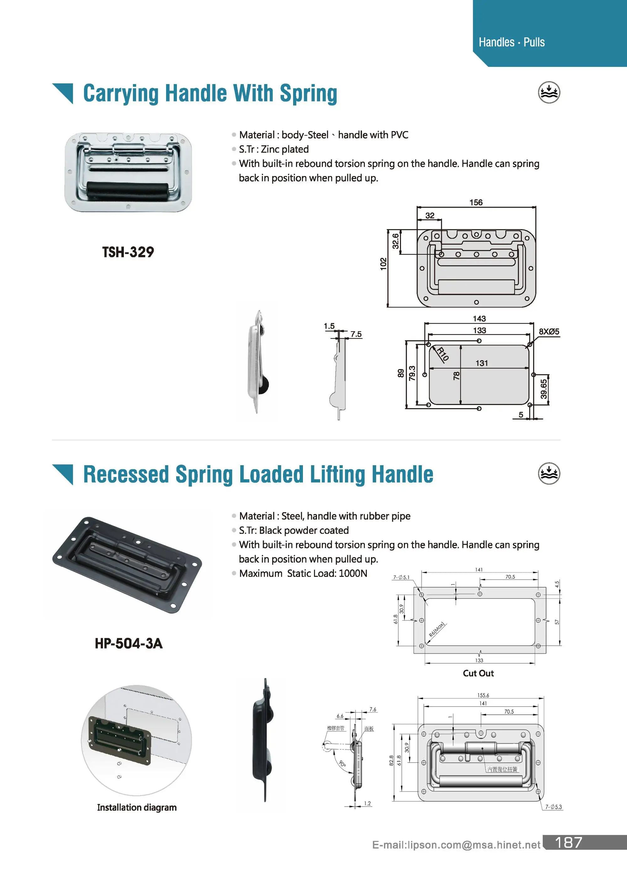 HP-504-A Industrial Pull Metal Cabinet Chest Flush Recessed Concealed Wood Box Lift Spring Loaded Case Toolbox Folding Handle