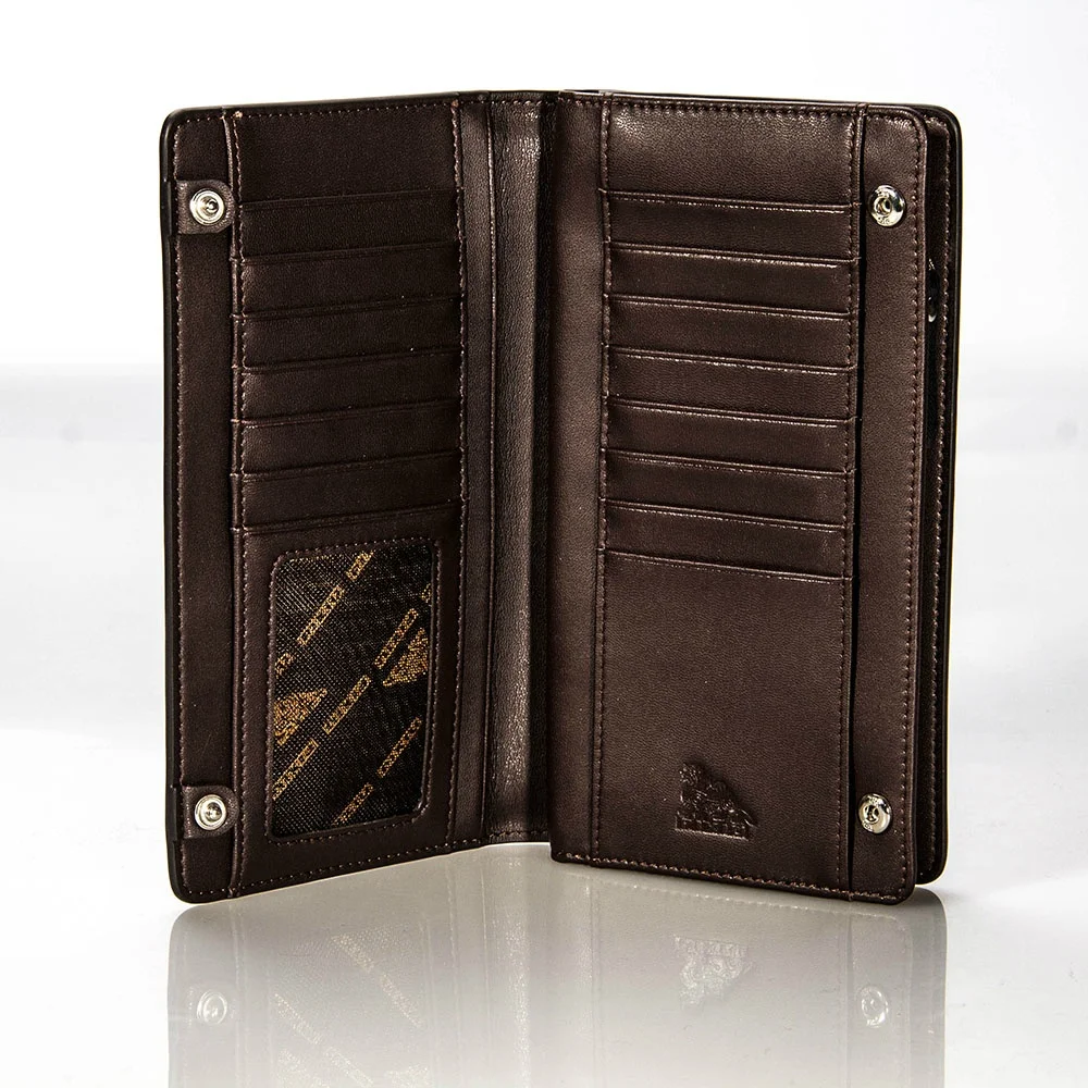 wholesale customized real cow Leather Zipper Business long wallet for men