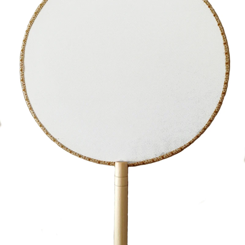 Chinese Thin Silk Wooden Handle Elegant Round Mandarin Hand Fan