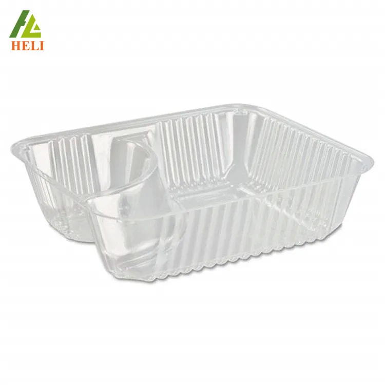 Disposable 2 Compartment Clear Anti Spill Large Nachos Trays