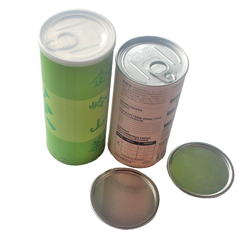 Custom made food grade easy open can lid paper tube packaging plastic lid aluminum film cardboard box for Potato chips