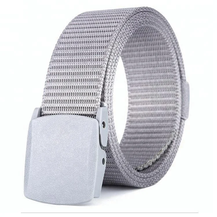 Men Style Woven Nylon Strap Belt with Plastic Smooth Buckle