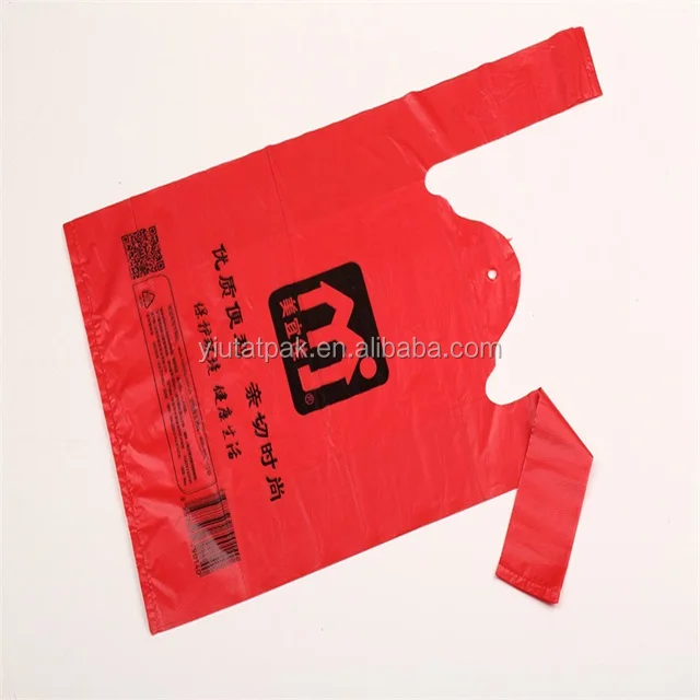Supermarket degradable plastic white bag vest handles bags Singlet t shirt shopping plastic bags for walmart