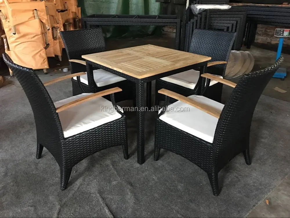 All Weather Teak Wood Table Dining Table And Chairs Set Outdoor Furniture