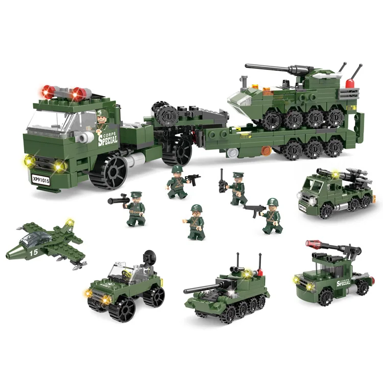 hot sell games handmade military vehicle set plastic intellective building block toy