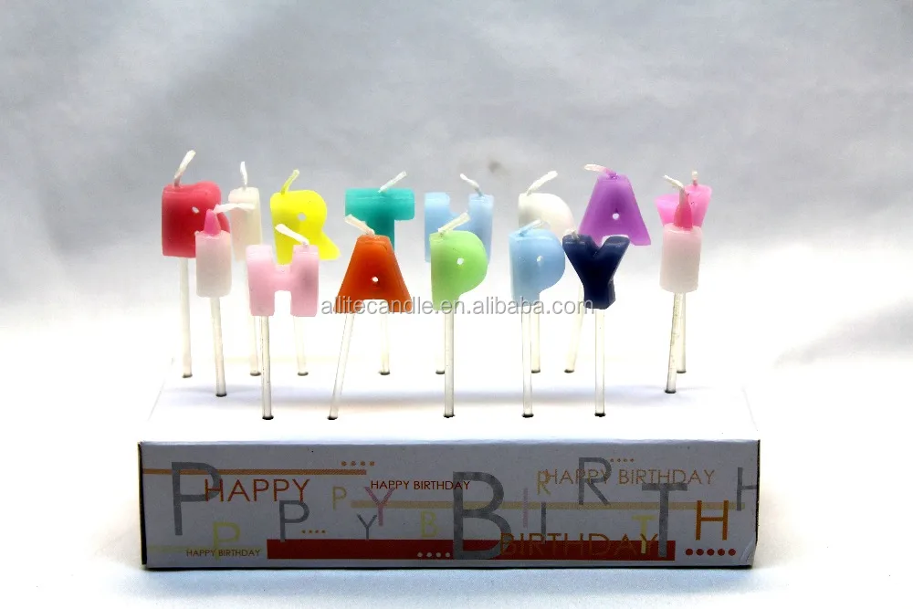 Colored Happy Birthday Letter Shape Birthday Candle in bulk