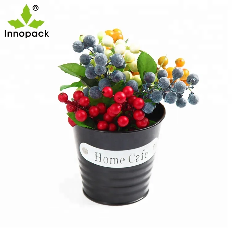 wholesale iron flower pot stand galvanized metal bucket vase