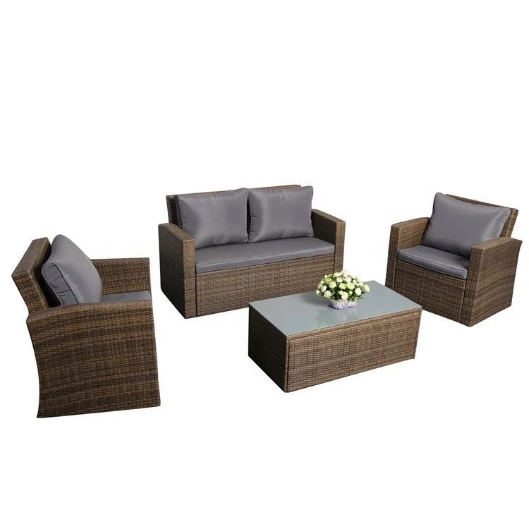 Yinzhou Living Outdoor Commercial Garden Furniture Rattan Sofa Set Outdoor Rattan Furniture