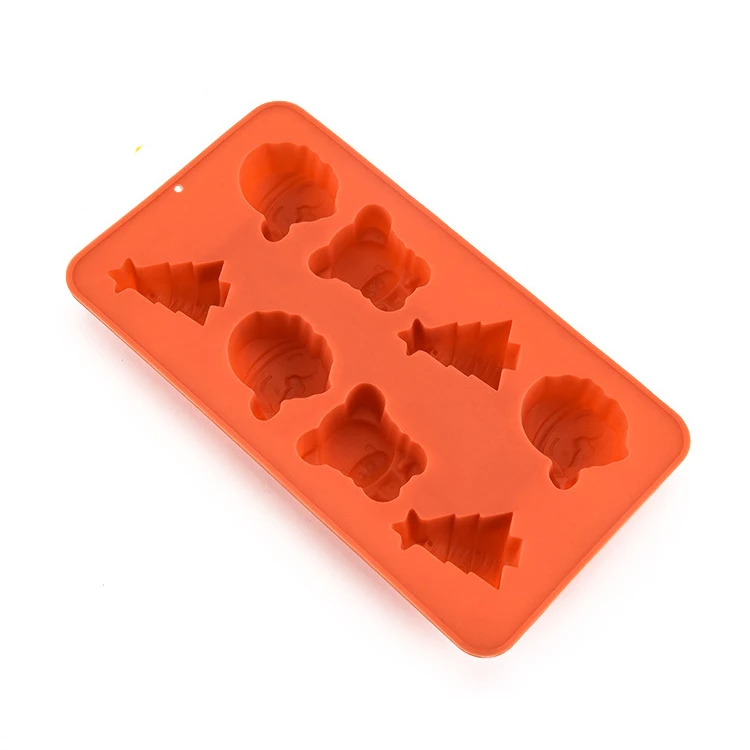 Heat resistant christmas tree chocolate silicone molds santa head bell shaped silicone chocolate mold