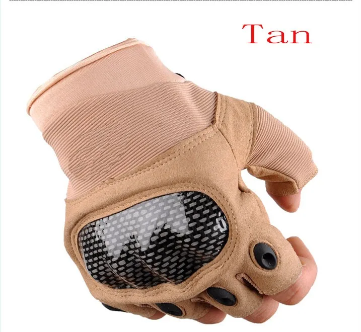 Tactical Gloves Fingerless Carbon Fiber Knuckle