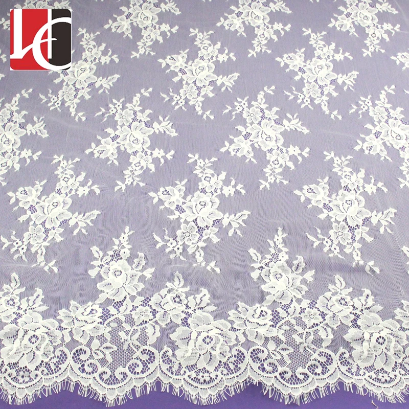 HC-3822 HeChun 2018 custom design eyelash nylon lace french lace for bridal dress