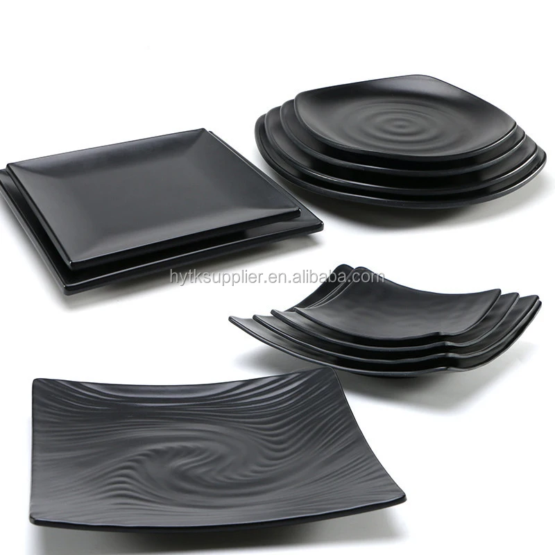 Lagute Porcelain-like Plate/Melamine black SUSHI plate/Zen Style Dipping Sauce Dishes for Appetizer/Dessert/Salad/Snack