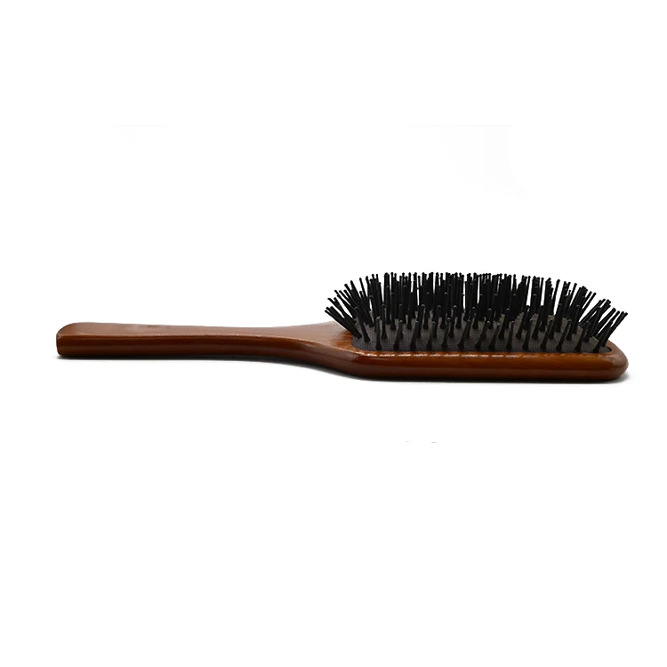 Customized Logo Detangling paddle hair brush for long hair custom natural wooden hair brush