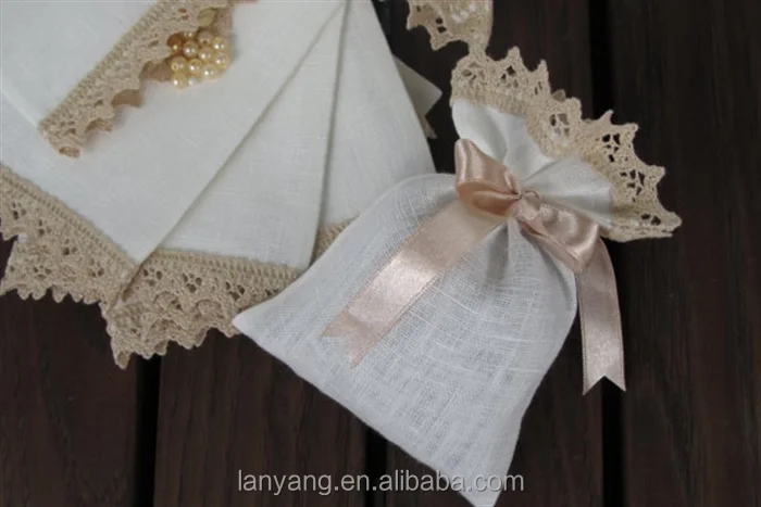 Satin Lace White Linen Burlap WEDDING FAVOUR Pouch Jewelry Candy Bags