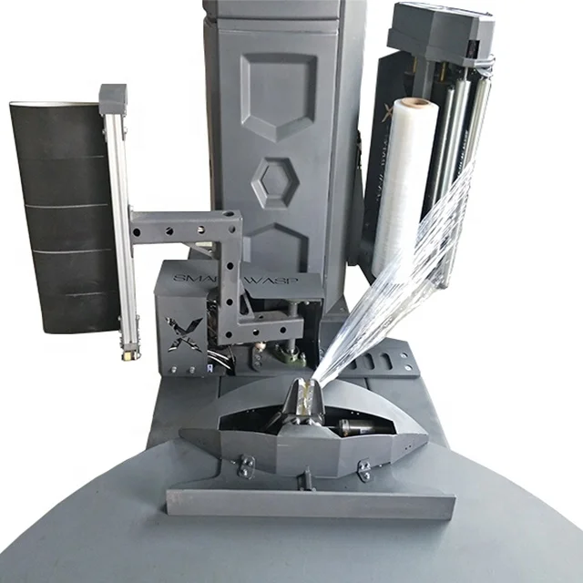 
Smart Wasp Pneumatic Type Fully Auto pallet wrapping machine with Film Cutting and Clamping device 
