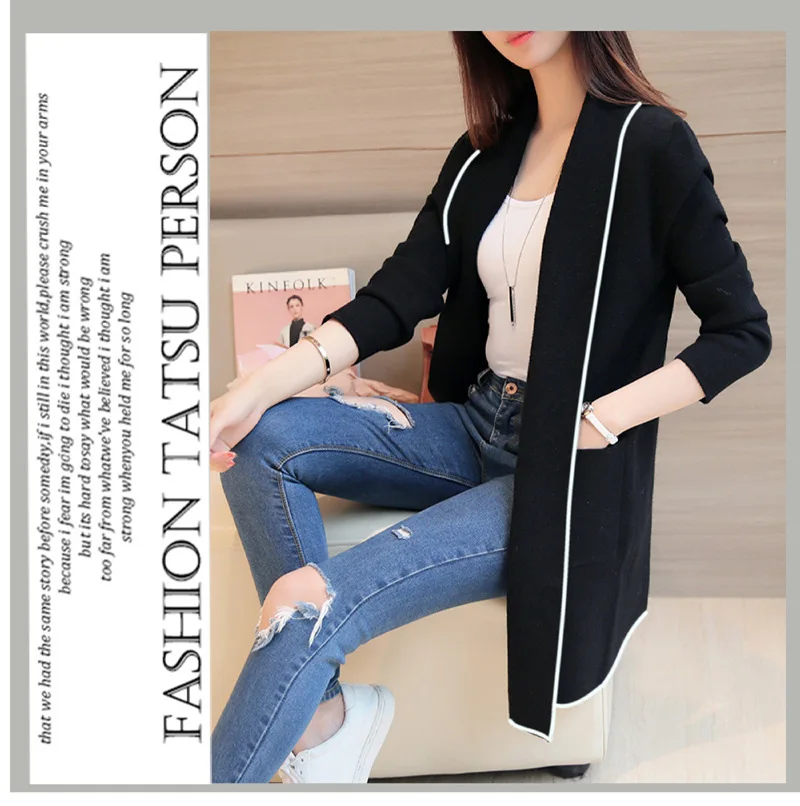 LDDRESS Custom Logo New Spring Autumn Knitted Sweater Women Winter Jacket Loose Big Yards Joker Long Sweaters Coat