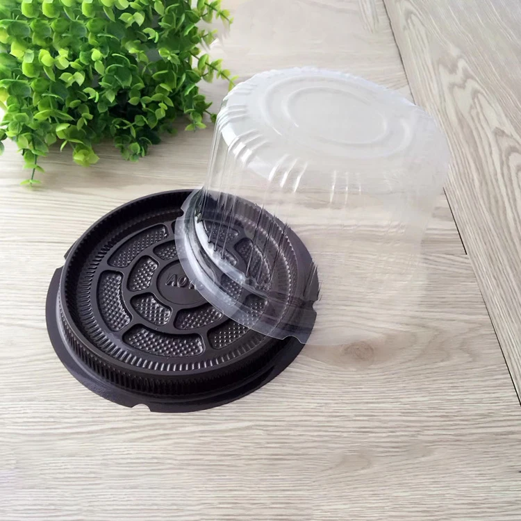 Food safety factory direct supply round cake containers disposable,plastic cake tray with round lid