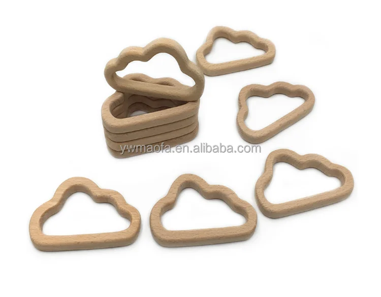 Wholesale Eco-friendly Beech Wooden Cloud Shaped Teething Components for baby Chewing Teether Toys