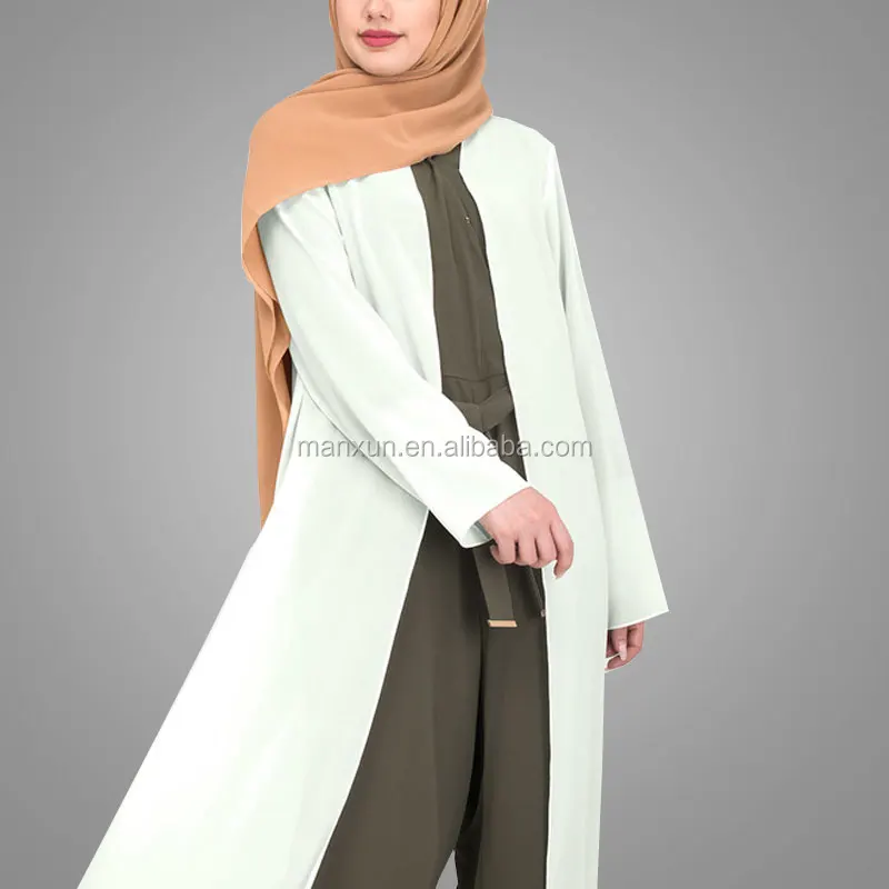 Long Ladies Chiffon Outerwear 2017 Simple Long Cardigan Muslim Kimono Open Front Abaya