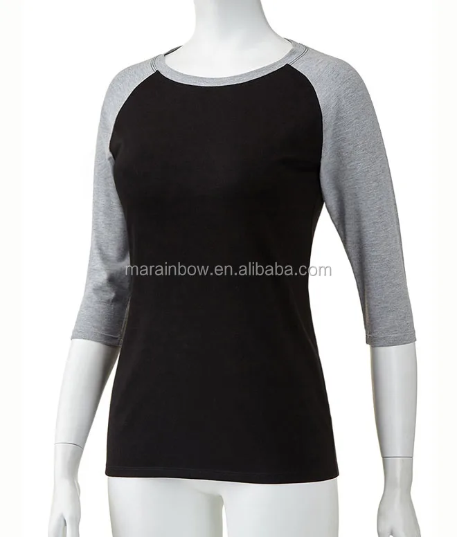 Лидер продаж, Женская Повседневная футболка с рукавом 3/4, бейсбольная Футболка реглан, Джерси, футболка контрастных цветов