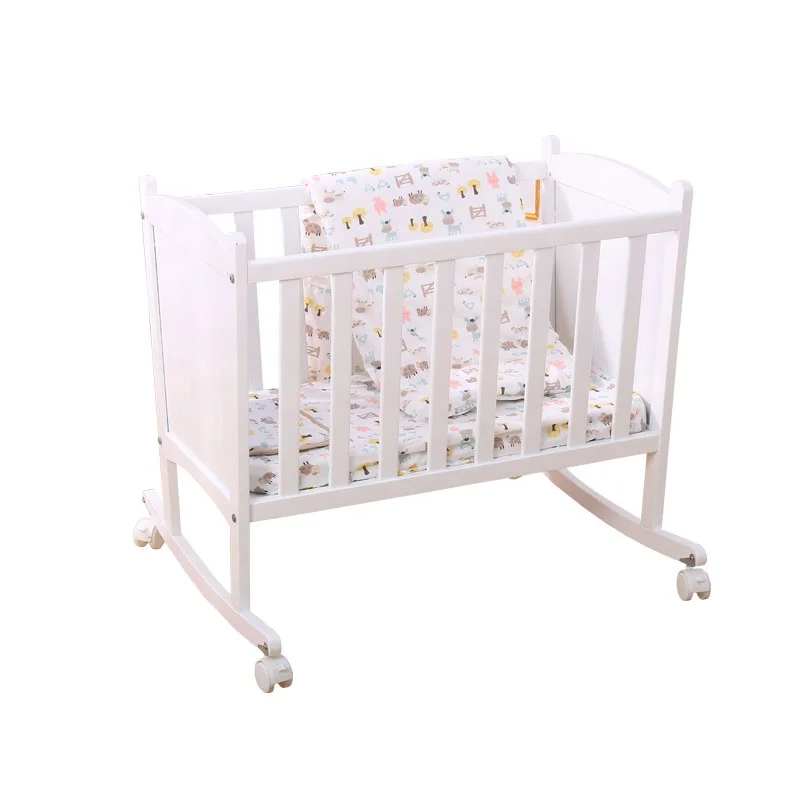 
hot selling solid pine wood small size new-born baby cradle bed 