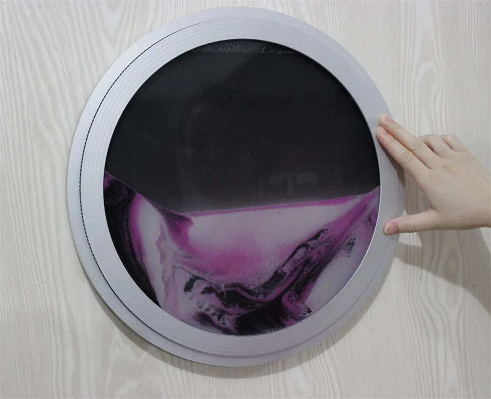 
Home Decoration 3D Round Glass Craft Wall Hanging Rotatable Moving Sand Art Picture 