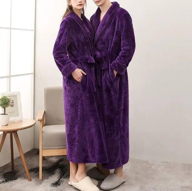 High Quality Long Kimono Flannel Robe Women/men Nightgown Super Soft Bathrobe Homewear Home Wear Unisex Flannel Bath Robe Winter
