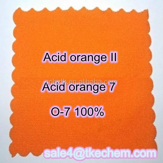 Кислотно-Оранжевый 7 100% используется для окрашивания шелка, шерсти, нейлоновой ткани, также используется в коже, бумаге, окрашивании.